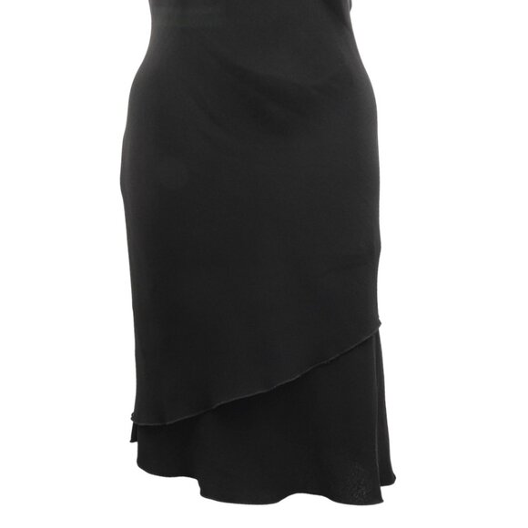 Vintage 90s Dressbarn Black Flutter Sleeve Dress Asymmetrical Hem Made in USA 12 - Picture 4 of 12